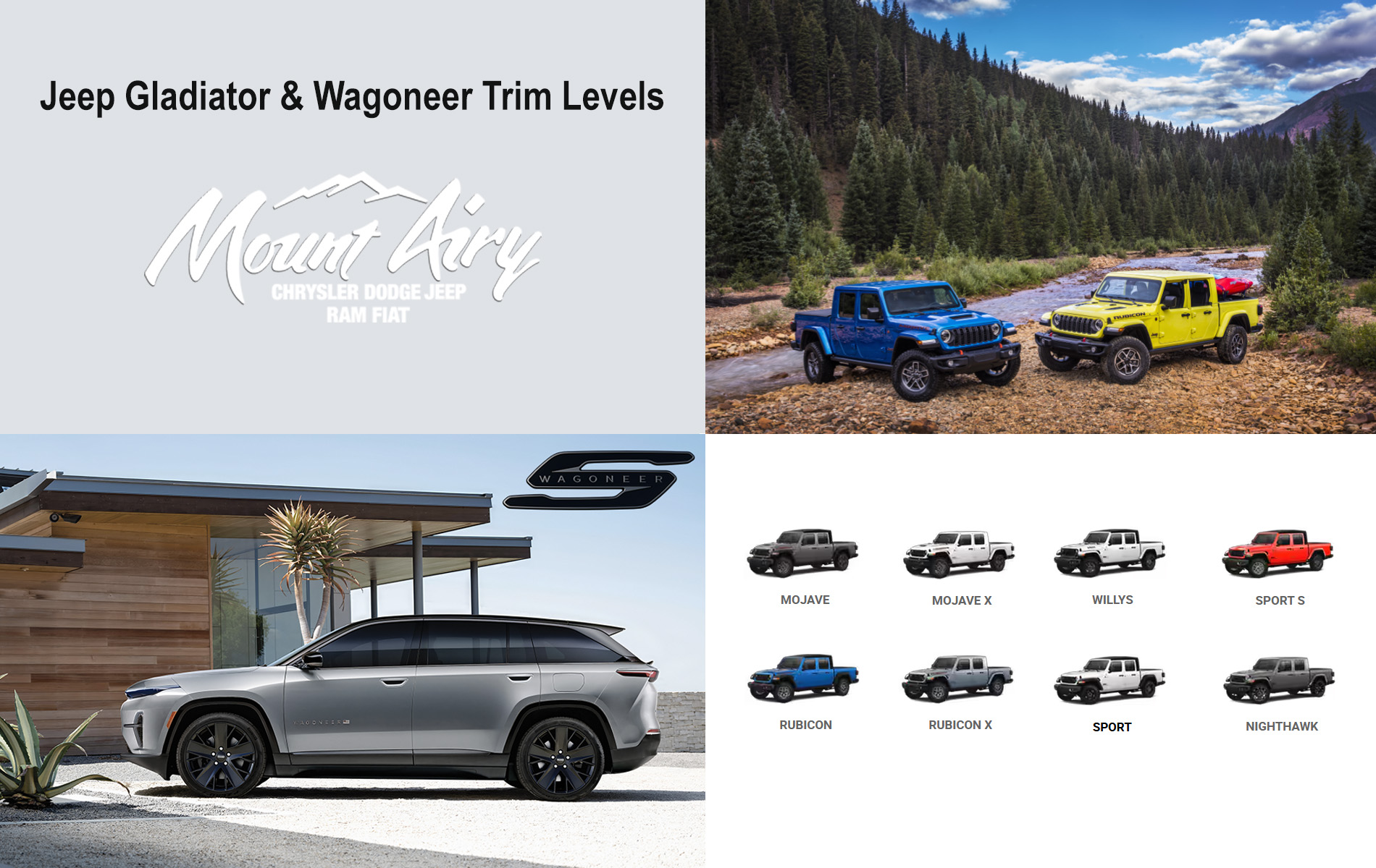 Jeep Gladiator & Wagoneer Trim Levels
