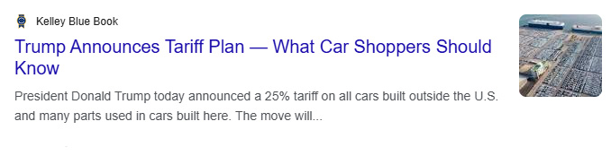 Trump Tariffs - Kelly Blue Book