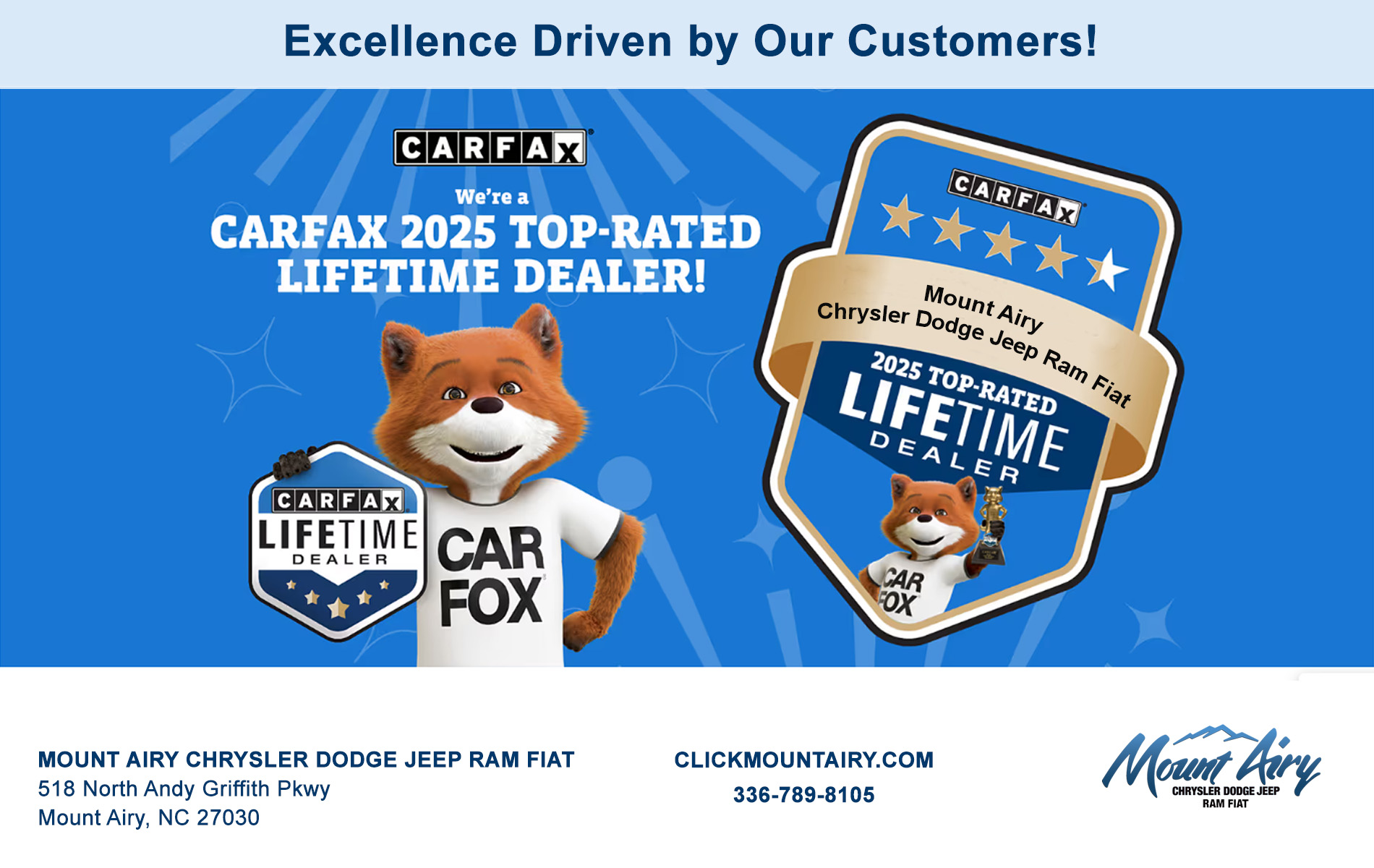 CARFAX 2025 Top-Rated Lifetime Dealer